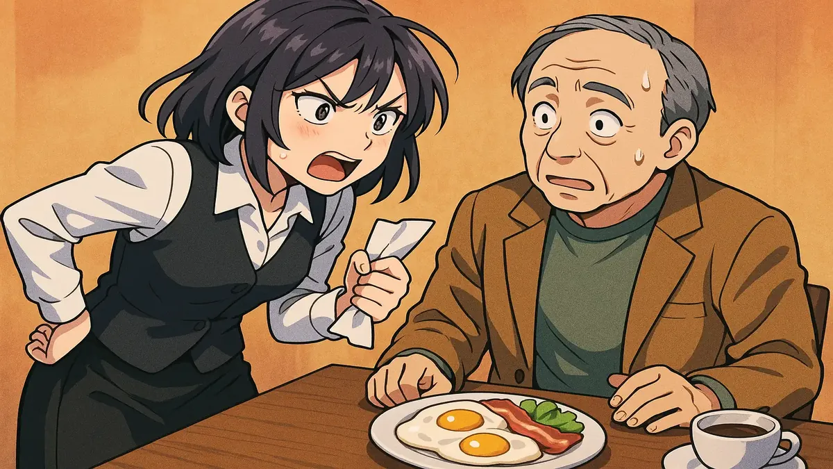 Anime-style illustration of CountessNightAuditor reflecting on chaotic hotel experiences with humorous expressions.