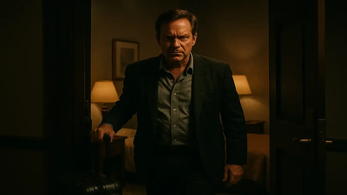 Cinematic image of a hotel room with personal belongings left behind, symbolizing customer service challenges.