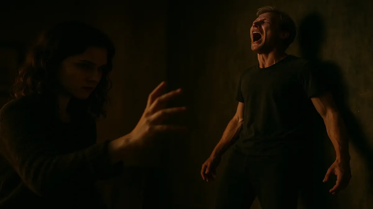 Cinematic image depicting a woman reclaiming her power after emotional turmoil and humiliation.