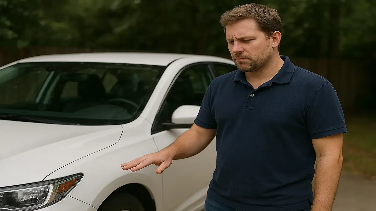 White car parked outside, representing a memorable moment from my marriage to Kevin.