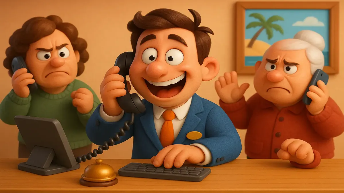 Cartoon-3D illustration of a resort with a 