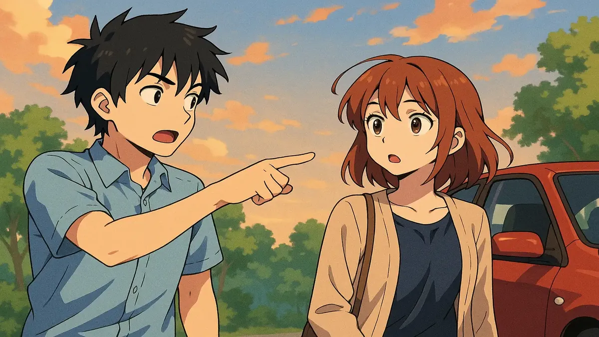 Anime illustration of a surprised person meeting a stranger while playing chess at work.