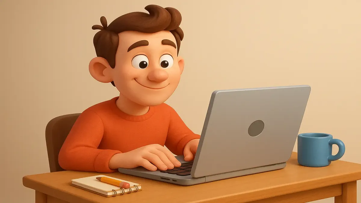 Colorful cartoon-3D illustration of a frustrated person managing their email inbox chaos.