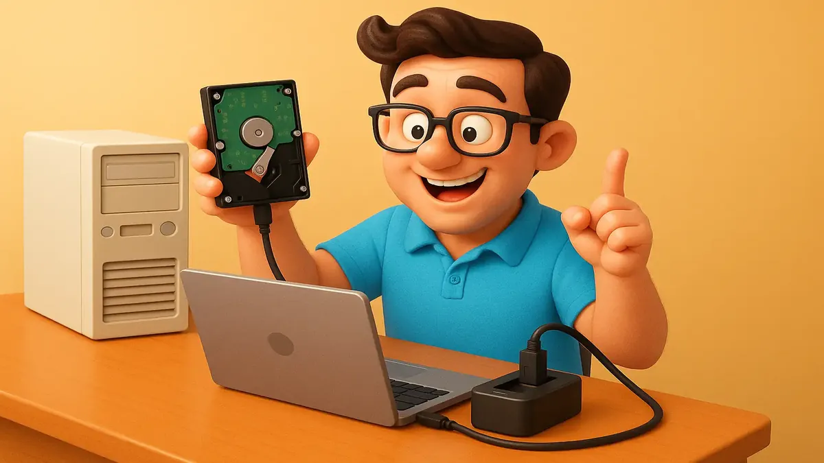 Cartoon illustration of a computer technician organizing files in AppData\\Roaming for remote work security.