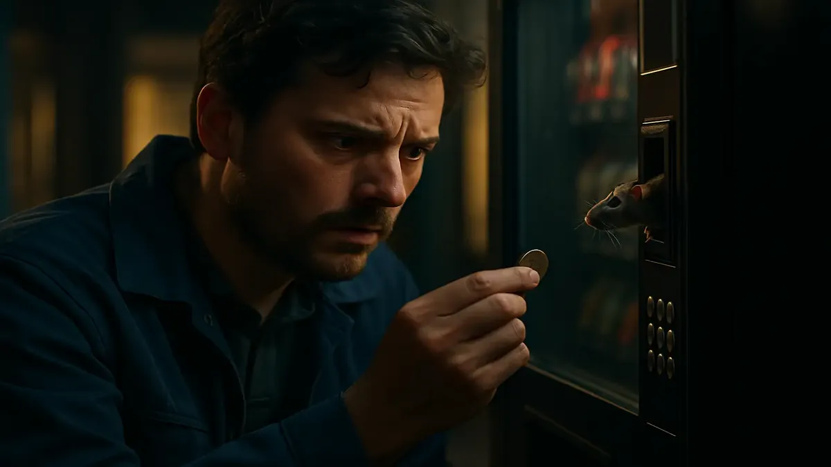 Coin validator jammed in vending machine, causing frustration during diagnostics after a long drive.