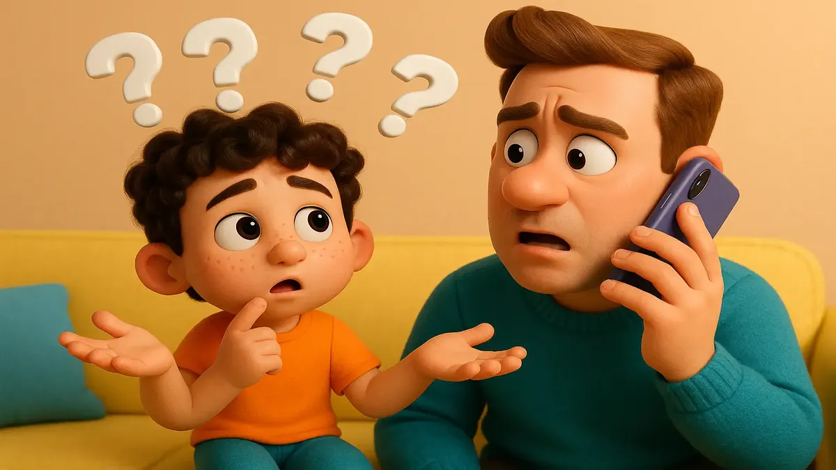 Cartoon-3D illustration of a person overwhelmed by a flood of questions, symbolizing the challenge of answering inquiries.