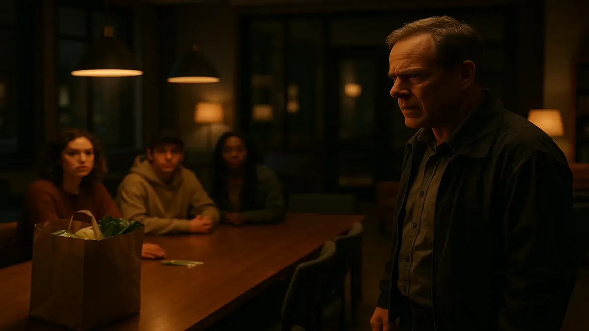 Apartment community room with groceries, highlighting the balance between residents and Airbnb guests.