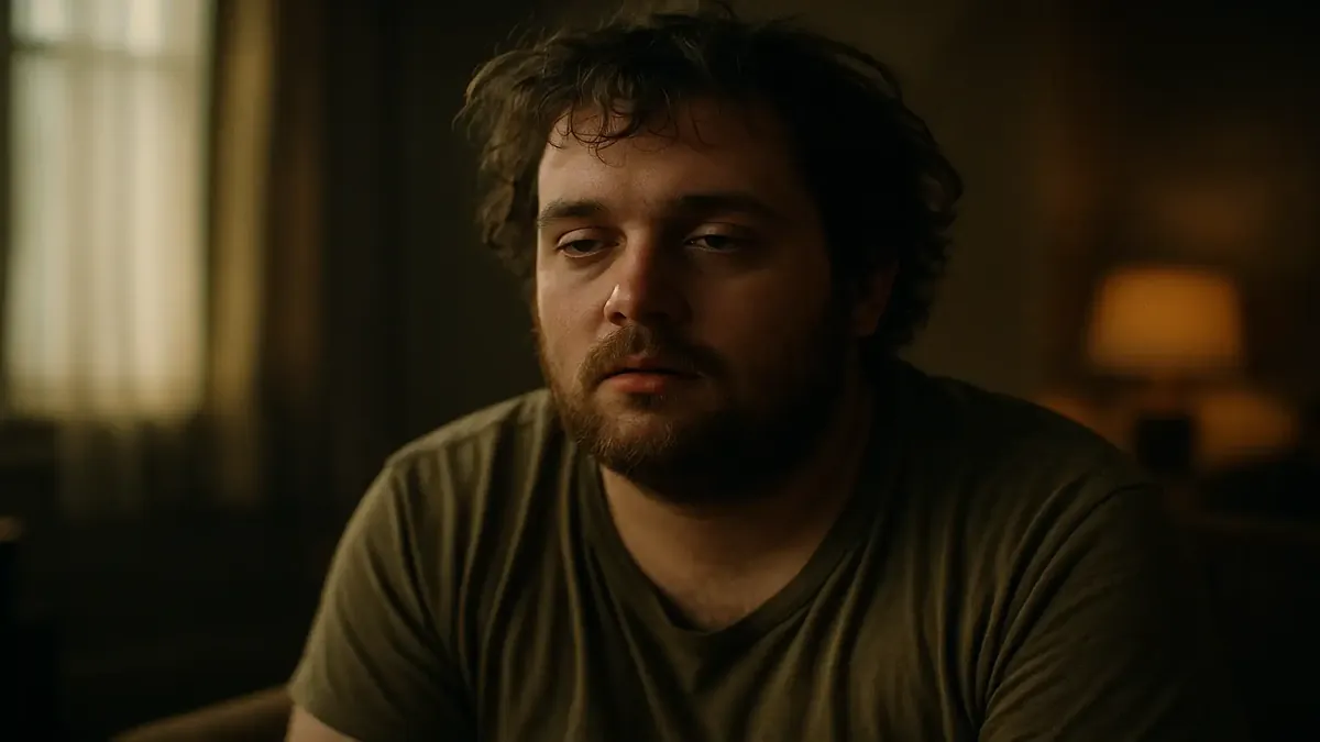 A cinematic portrayal of a carefree individual, reflecting indifference towards personal care and wellbeing.