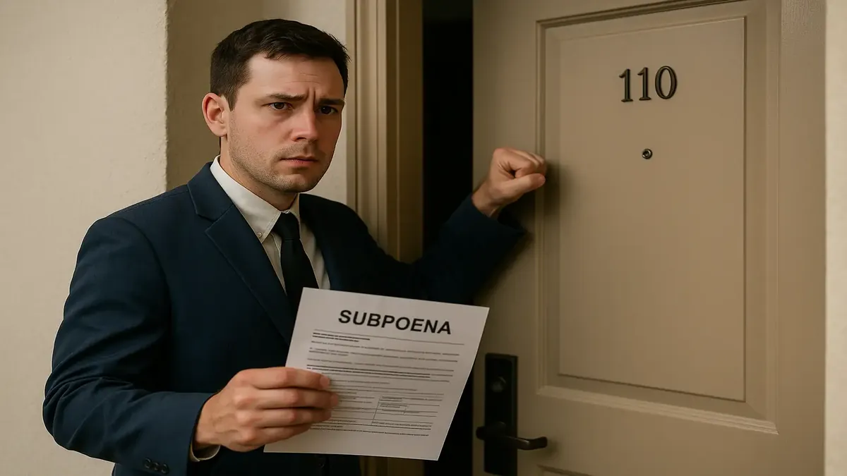 Hotel staff confronts guest about unpaid stay, illustrating a dramatic moment in hospitality work.