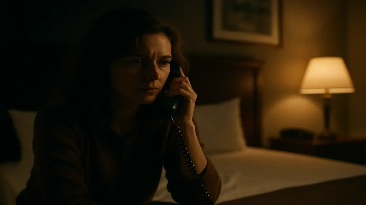 Cinematic scene of a hotel employee experiencing guest misunderstandings at a 3-star hotel.