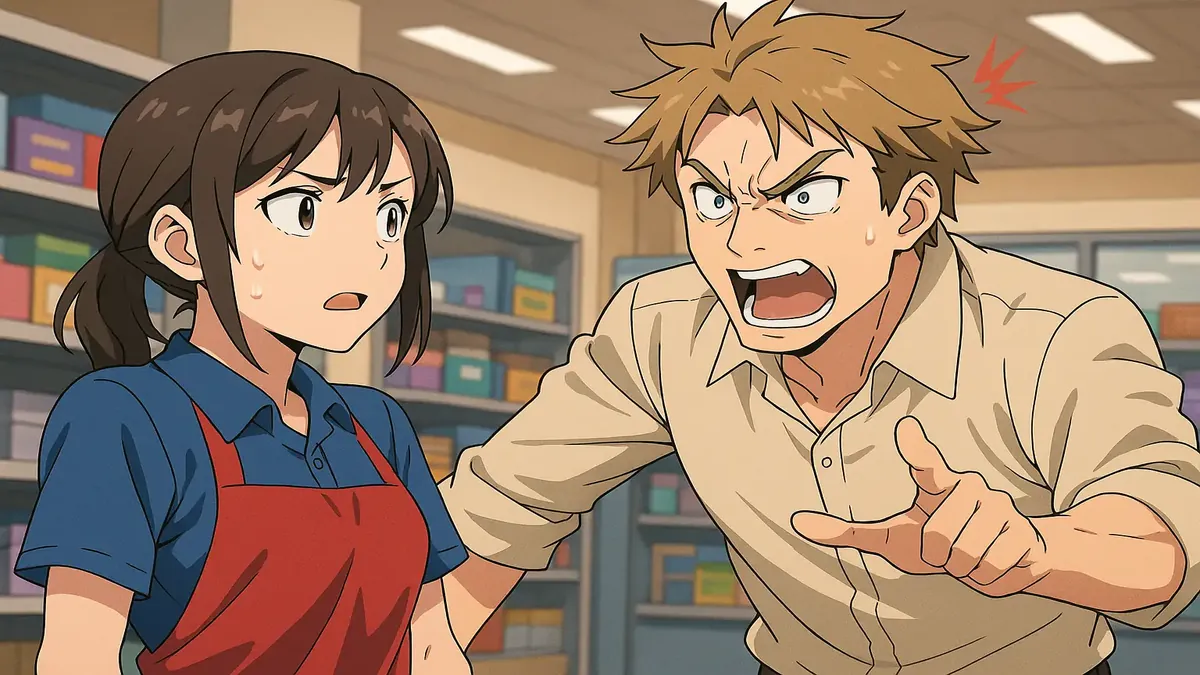 Customer getting defensive in an anime style, expressing frustration over vague communication.