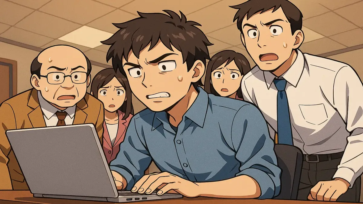 Anime illustration of a person juggling tasks, reflecting the challenges of managing a SaaS service not as a day job.