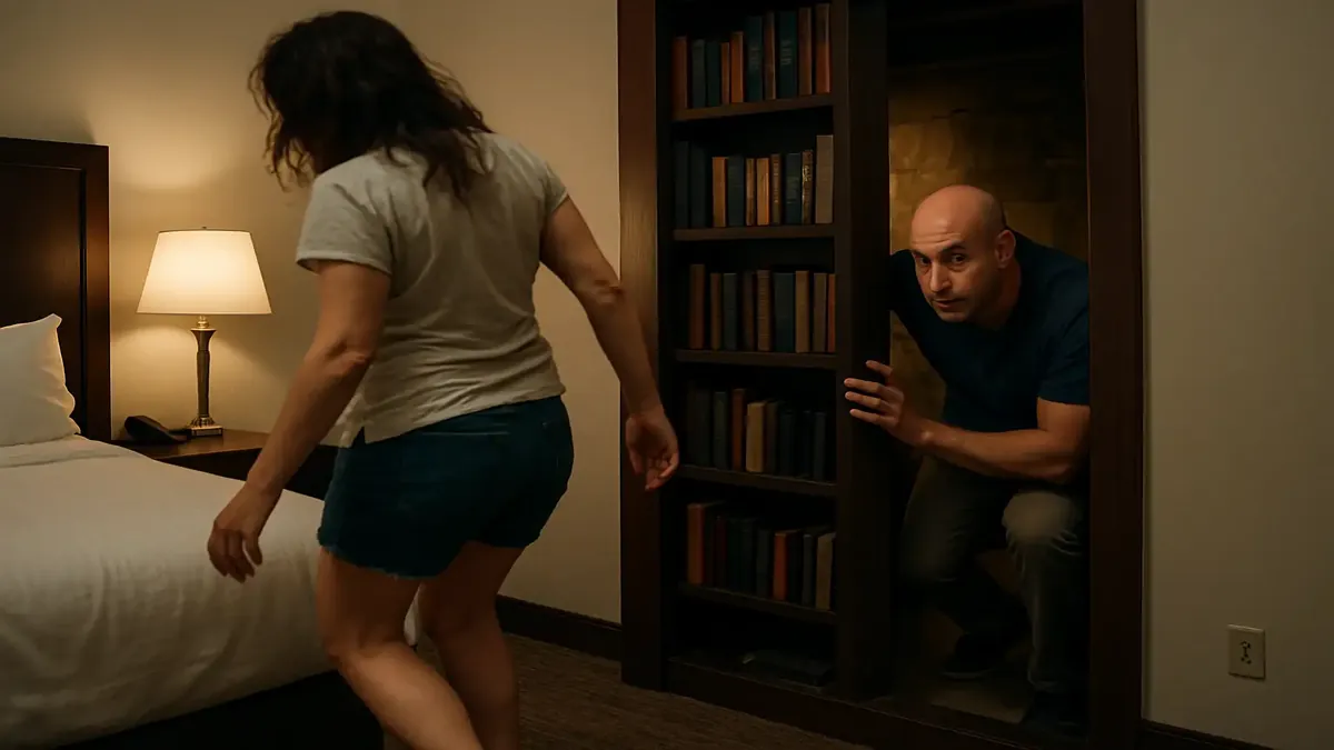 A photorealistic image of a secret room with vintage decor and a mysterious ambiance, reflecting a night out.