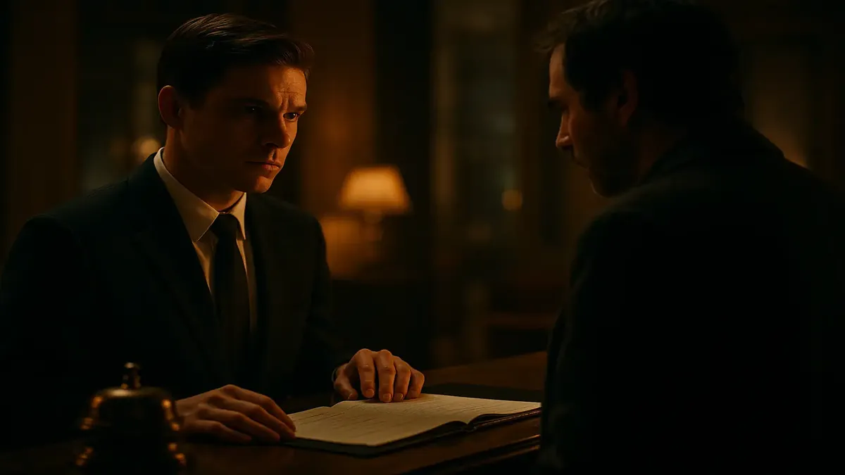 Front desk clerk checking reservations, highlighting guest check-in confusion at a hotel.