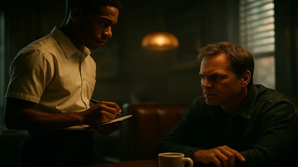 Service worker assisting a guest, highlighting the dynamics of customer interactions and support.