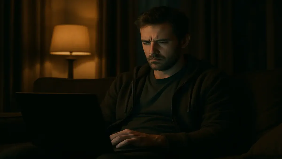 Man sitting alone on a couch, skipping Netflix episodes, reflecting on a custody battle with his ex-wife.