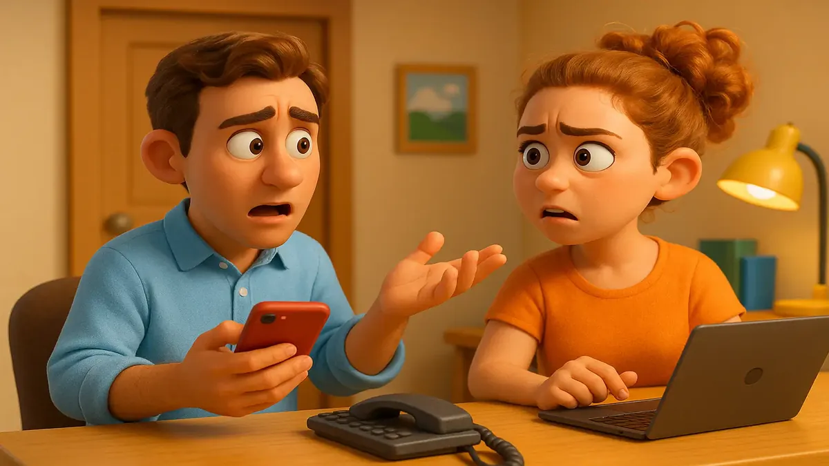 Cartoon-3D image illustrating frustration over Exshmedia's removal of guest phone numbers for reservations.