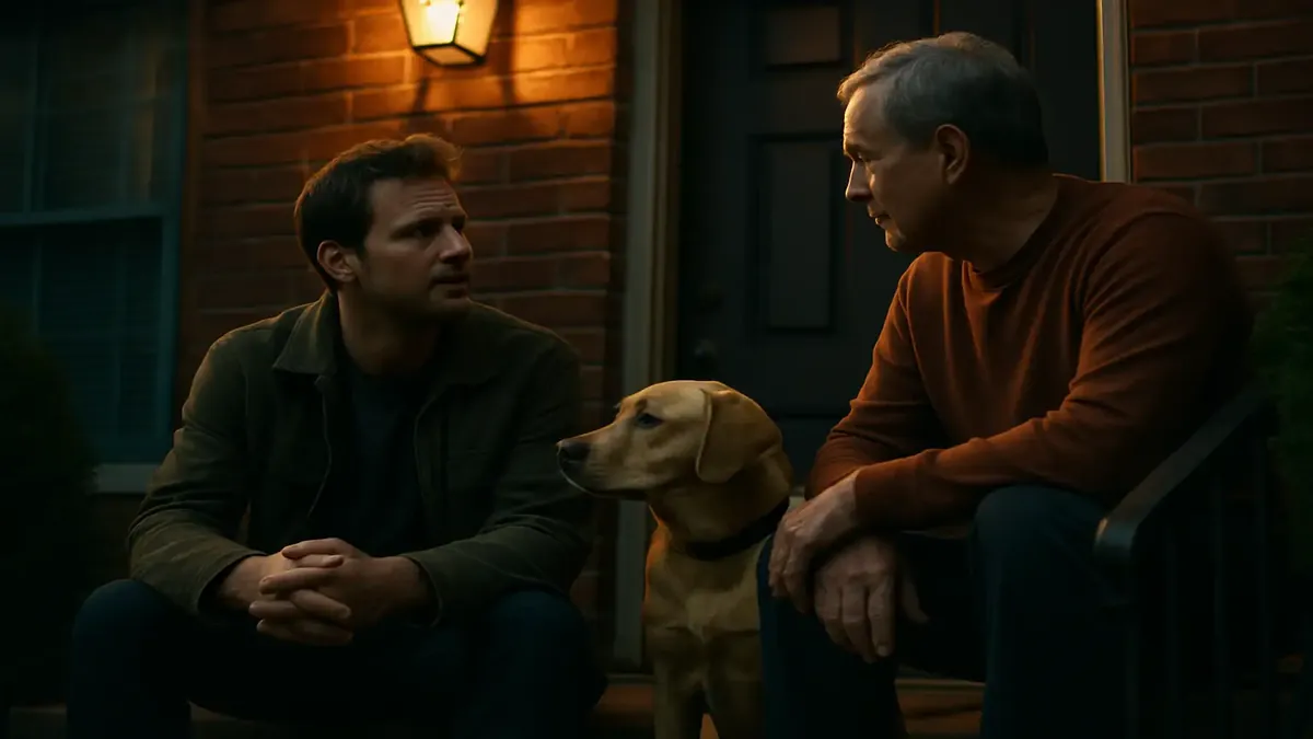 A cinematic portrayal of a person with their service dog, emphasizing compassion and the importance of good neighbors.