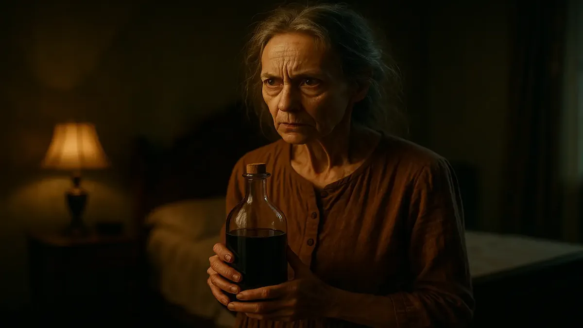 A whimsical cinematic scene depicting a quirky guest at a vintage hotel with unique decor.